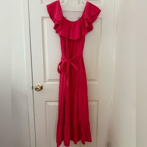 Anthropologie Raspberry Pink Cotton Gauze Maxi Dress — On or Off the Sho…